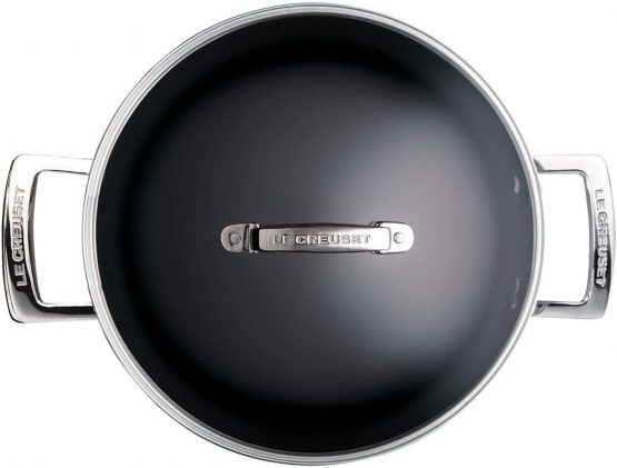 Le Creuset Toughened Non-Stick Deep Casserole Pot with Glass Lid, 18 cm, Black, 962006180 - Image 3