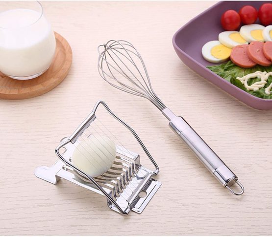 Steel Wire Egg Slicer 2pcs Egg Cutter Silver for Sandwich and Salad Slice Hard Boiled Eggs Quickly and Effectively - Image 2