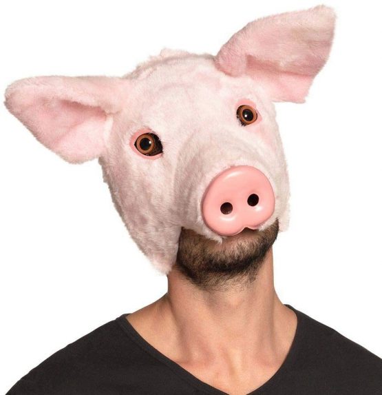 Boland 56757 Plush Half Mask Pig One Size Pink Brown Eyes Face Mask Animal Mask Fur Mask Accessory Costume Fancy Dress Carnival Theme Party - Image 2