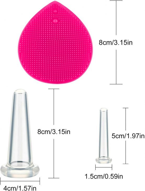 Cupping Facial Set for Face and Eye Cupping Massage, Facial Cupping Set Silicone Cups with Exfoliating Brush for Face Neck Skin (Small Medium, White) - Image 2