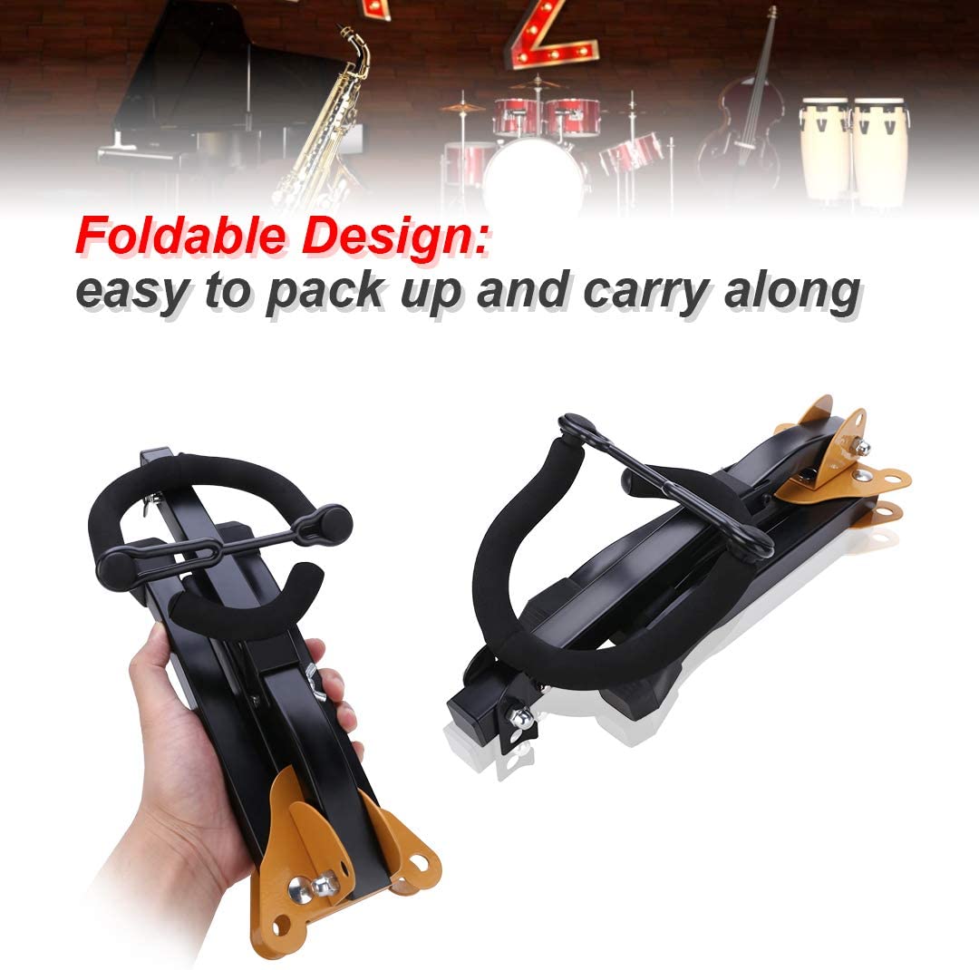 LOLUNUT Saxophone Stand, Foldable Alto/Tenor Sax Stand, Adjustable Metal Triangle Base Design, Black - Image 2