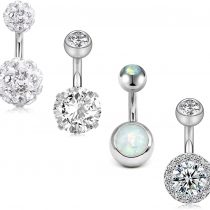 FECTAS Pack of 4 Belly Button Ring Set Stainless Steel 14 Gauge Navel Barbell 6mm Short Bars Piercing Jewellery