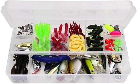 RoseFlower Fishing Lure Kits Mixed Universal Artificial Soft Baits Set Including Spinning Lures, Plastic Worms, Frogs, Single Hooks, Swivels and Tackle Box - Freshwater Saltwater Fishing Equipment - Image 4