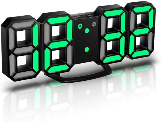 CENTOLLA 3D LED Digital Alarm Clock,Wall Clock, Digital Clock, Timorn 3D LED Alarm Clock with 3 Adjustable Brightness Levels Dimmable Nightlight Snooze Function for Home Kitchen Office