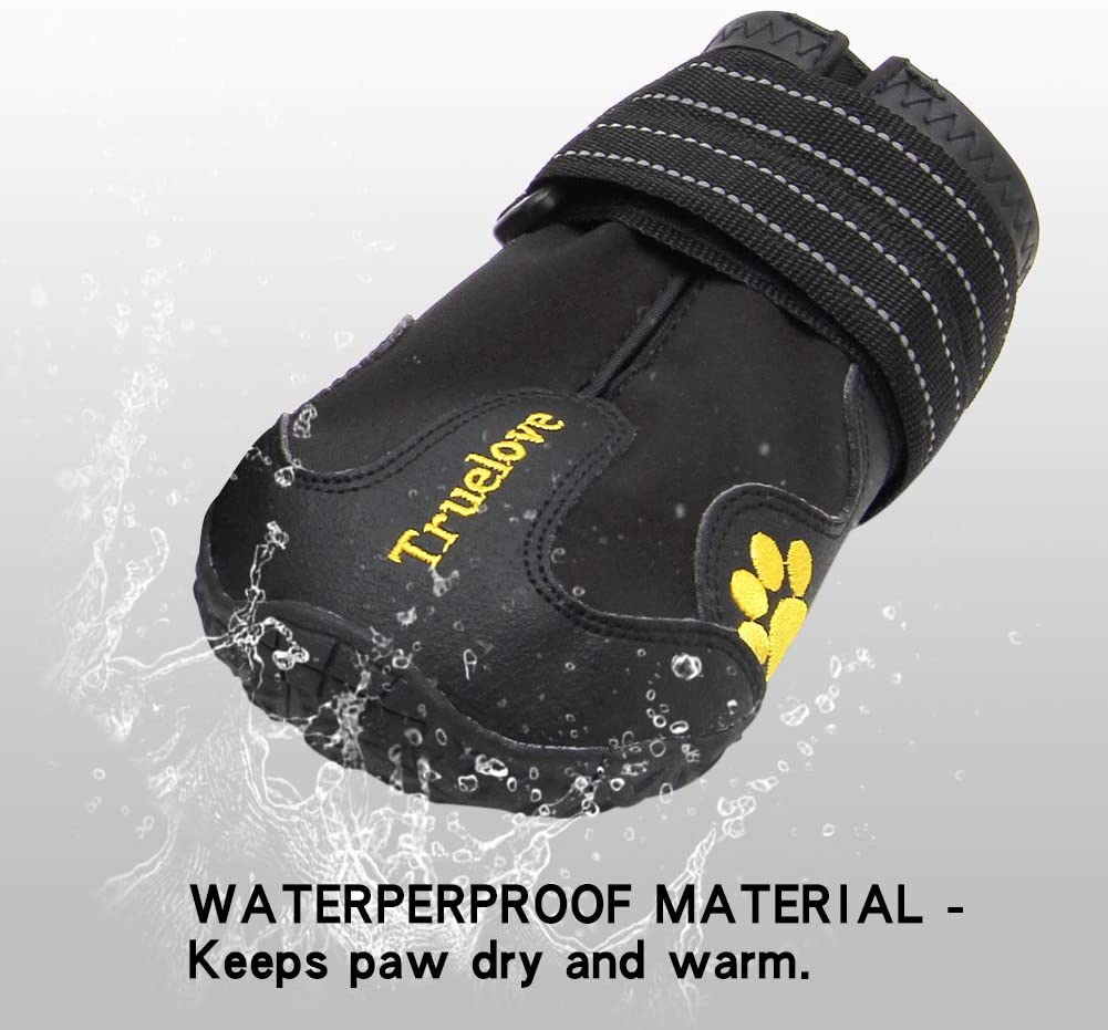 MOKCCI Truelove Dog Boots Waterproof Dog Shoes with Reflective Straps for Small Medium Large Dog Outdoor, Black, 7#(Pack of 4) - Image 3