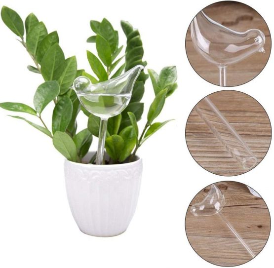 MSYU 3Pcs Self Watering Clear Glass Plant Automatic Watering Bulbs Mushroom Shape Design - Image 2