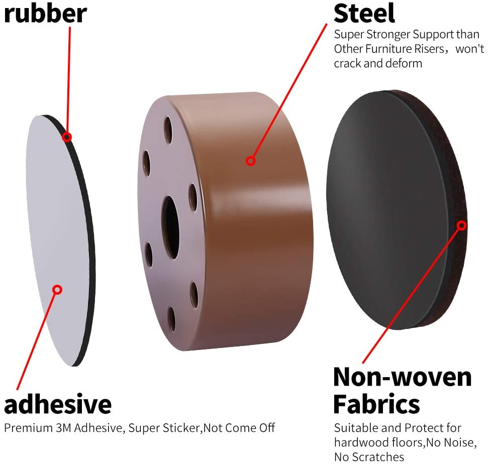 Ezprotekt 1.2" Lift Furniture Risers Carbon Steel Bed Risers - Image 3