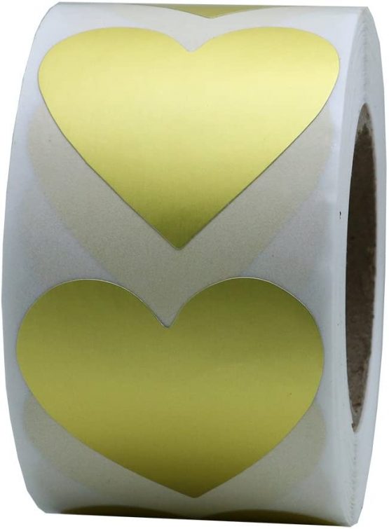 Hybsk Color Coding Dot Labels 30mm Love Heart Stickers (Gold)