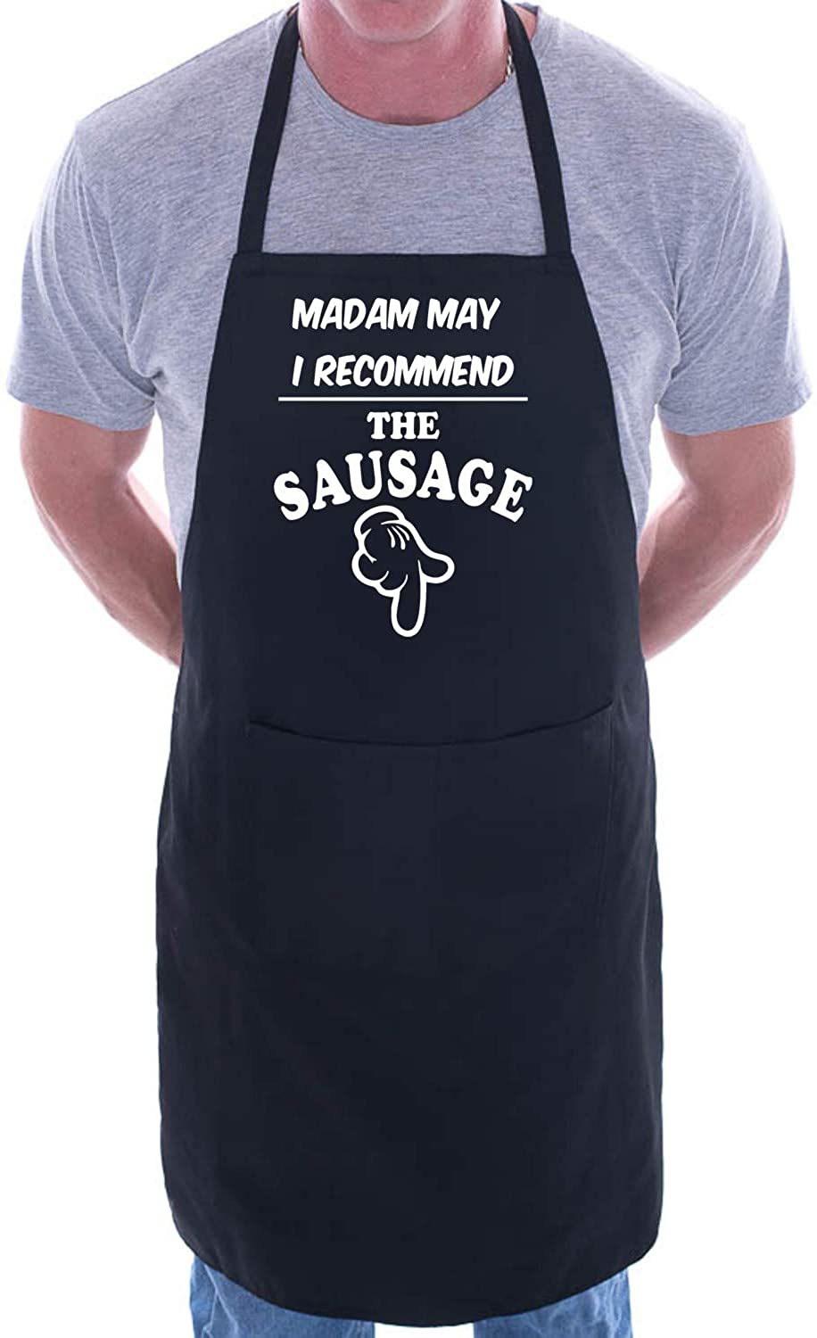 Print4U Slogan Novelty Cooking Apron Recommend The Sausage Black