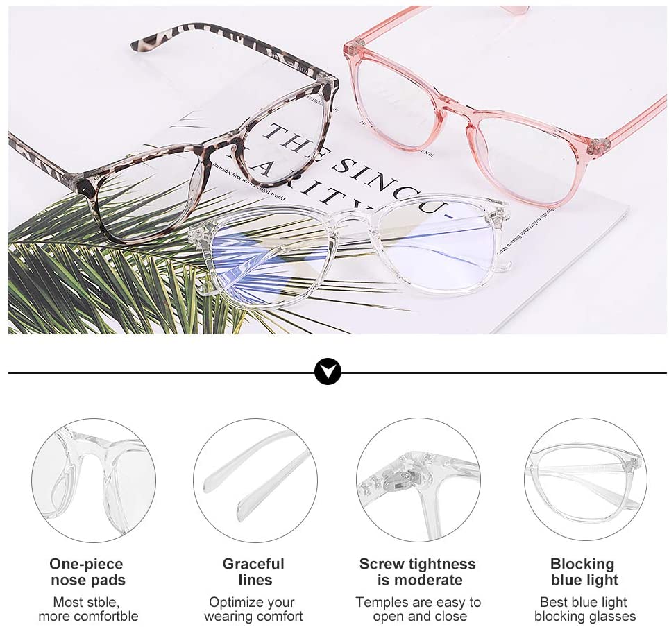 Vimbloom Blue Light Filter Blocking Glasses for Men Women Anti Eye Fatigue Anti Glare Computer Gaming PC Glasses with UV Protection VI387 (Transparent Frame) - Image 3