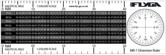 Flight Diversion Ruler (Nautical Mile Navigation Plotter) - For PPL(A), LAPL, PPL(H) & CPL Aviation Pilots