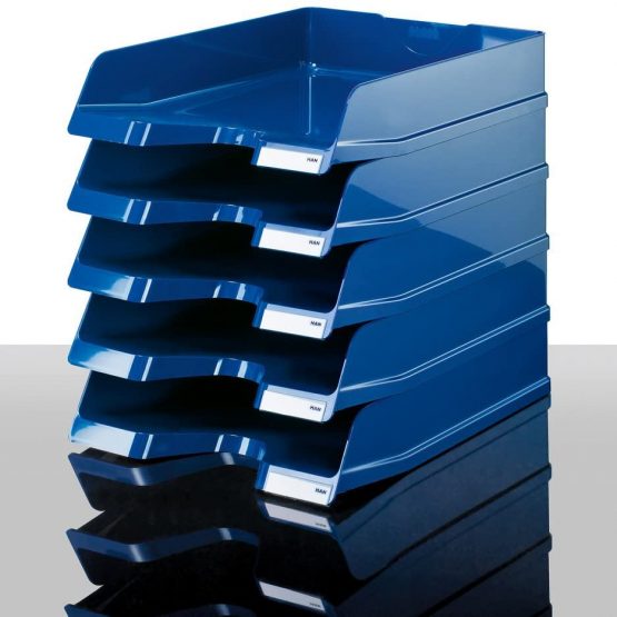 HAN Viva Letter Tray DIN A4 / C4, Stackable, with Clip, High-Gloss Blue - Image 3