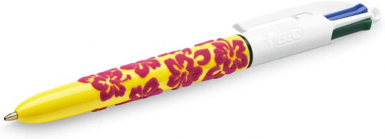 BIC 4 Colours Velours Ball Pens Medium Point (1.0 mm) - Assorted Barrel Designs, Pack of 3, Black - Image 4