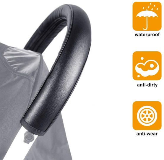 FAVENGO Baby Pushchair Handle Covers PU Leather Stroller Armrest Baby Stroller Handle Protector Waterproof Baby Buggy Armrest Handle Stroller Armrest with Zip, Anti-Dirty, Anti-wear, Anti-Breakage