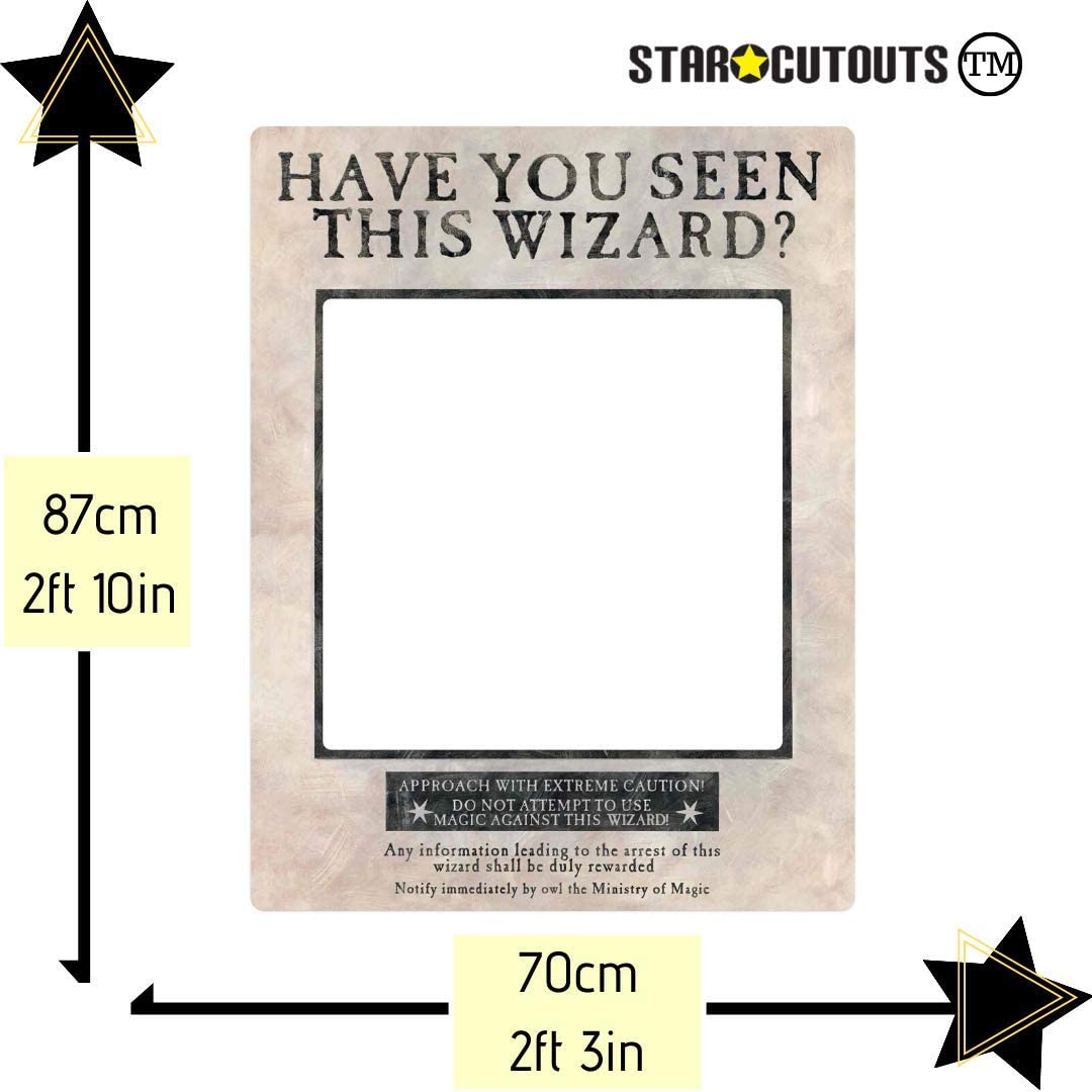 SC1475 Star Cutouts White Harry Potter Wanted Poster Selfie Frame with Props - Prisoner of Azkaban Photo Booth Display - 87cm x 70cm - Image 3