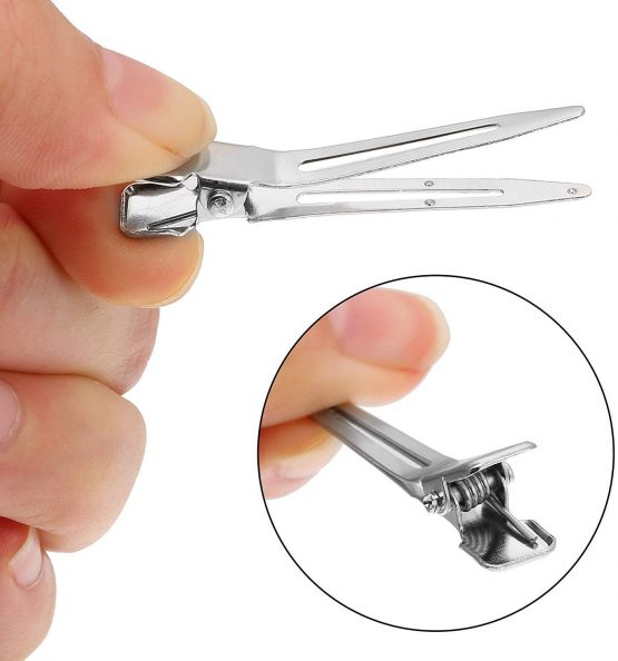 100 PCS Silver Metal Hair Clips, 45mm/1.75inch Sectioning Clips Hair Duck Teeth Hairpins Curl Setting for DIY Hair Extensions - Image 3