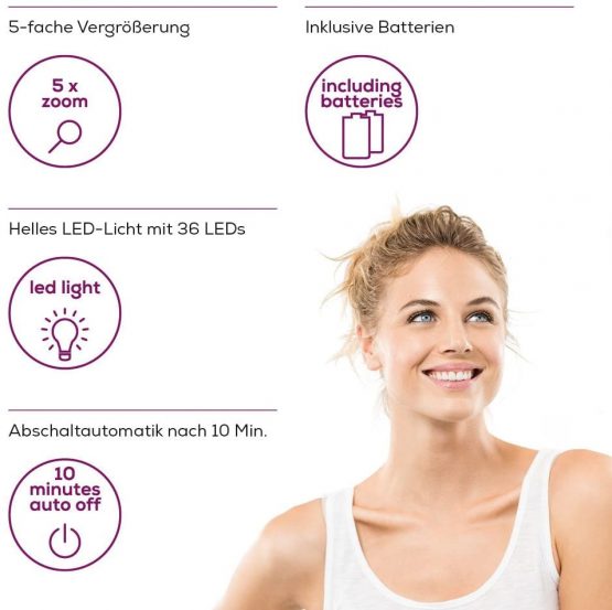Beurer BS 89 LED Illuminated Cosmetic Mirror, 5X Magnification, Wall Mounted - Image 2