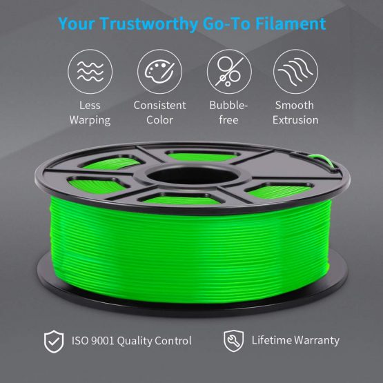 PETG 3D Printer Filament 1.75mm, SUNLU PETG Filament, Strong 3D Filament, Dimensional Accuracy +/- 0.02 mm, 1 kg Spool, Green - Image 2