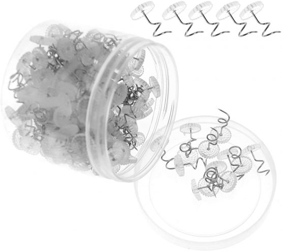 OTOTEC 200pcs Clear Plastic Heads Upholstery Twist Pins Set with Storage Box for Slipcovers Doilies and Bedskirts