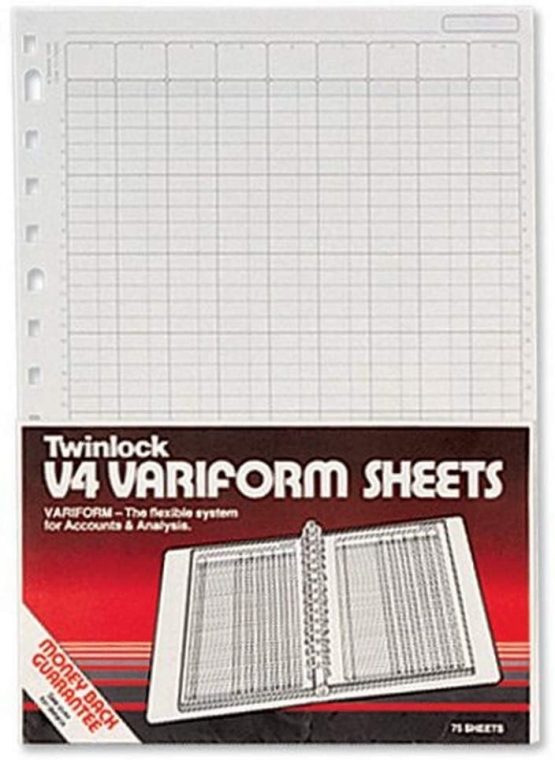 Rexel Twinlock Variform V4 Cash Refill Sheets 7 Columns (75 sheets)