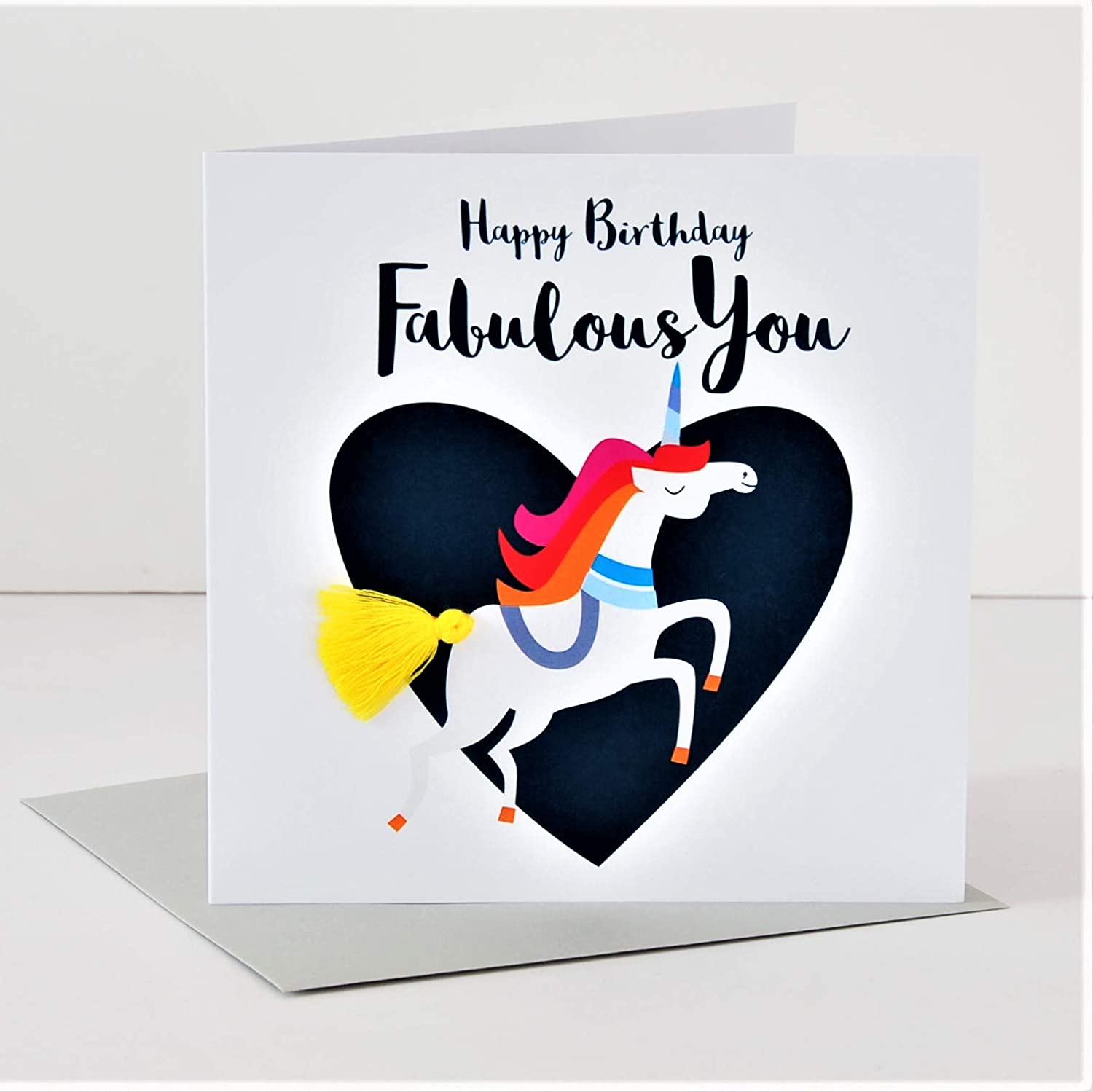 Claire Giles Greeting Cards, Happy Birthday Card, Fabulous You Unicorn Design, Embellished with a Colourful Tassel - Image 4