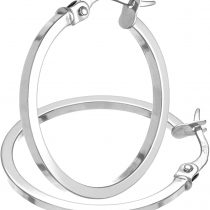 Citerna Women's 9 ct White Gold Elegant Square Tubed Hoop Earrings