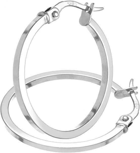 Citerna Women's 9 ct White Gold Elegant Square Tubed Hoop Earrings