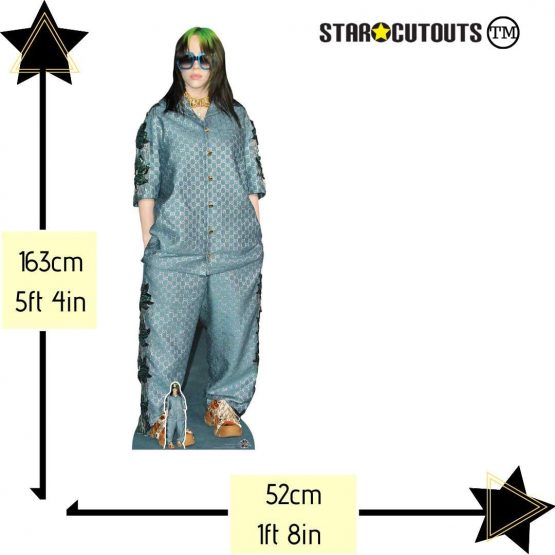 STAR CUTOUTS CS824 Billie E Indie Pop Star Shades Green Hair Lifesize Cardboard Cutout with Free Mini Table Top Standee Height 163cm, Multicolour - Image 2