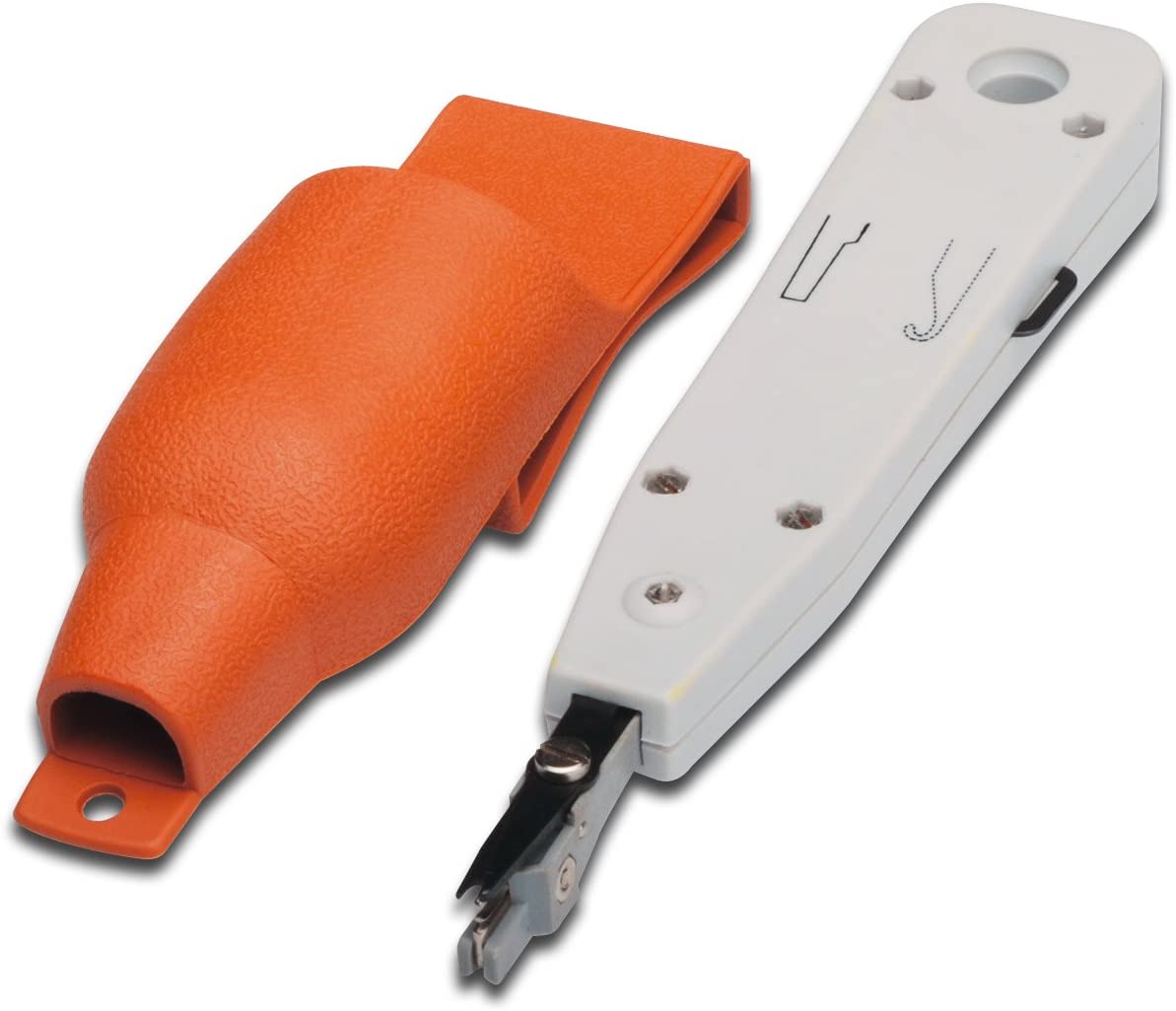 DIGITUS LSA Lay-on tool - Universal use - Scissors for cable ends - Pull-out hook - Unlocking blade, Gray