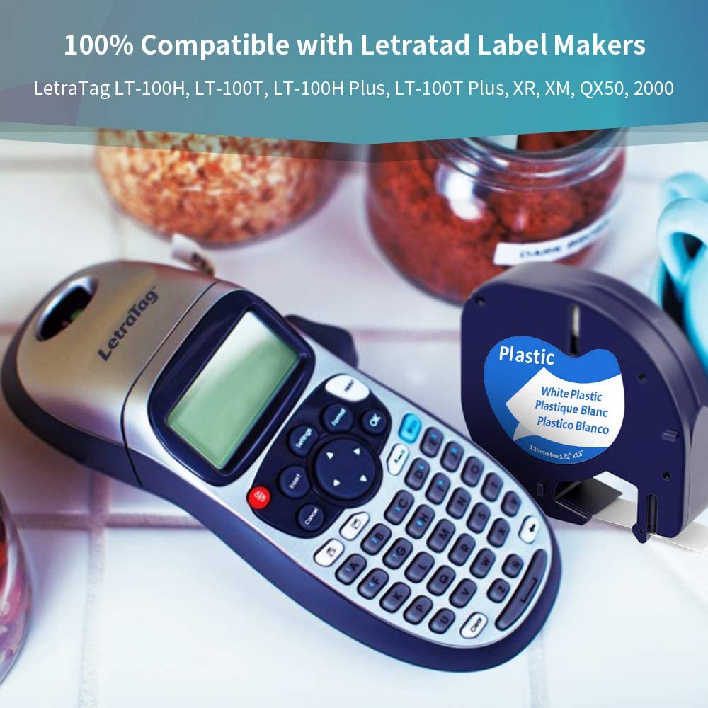 6X Fimax Compatible with Dymo LetraTag Refill Plastic Label Tape, 12mm x 4m for Label Maker LT-100H LT-100T XR - Image 3