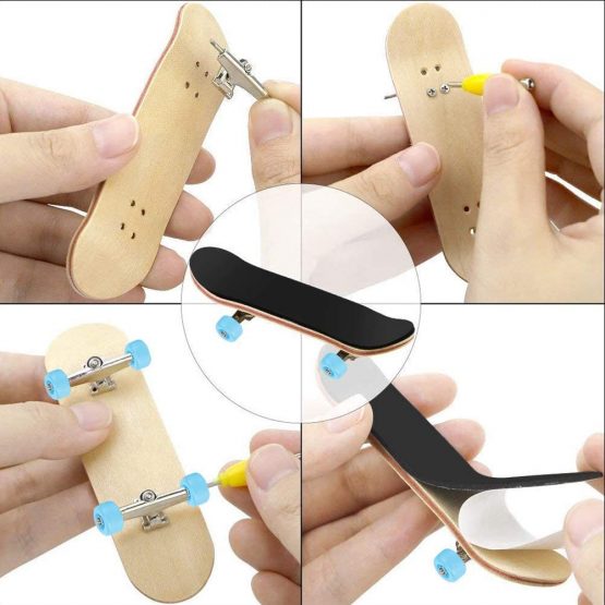 Tnfeeon Finger Skateboard, Alloy Full Maple Wood Bridge with Box Reducing Pressure Gifts for Children (light blue) - Image 4
