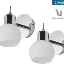MantoLite Wall Light, 2 PCS Modern Glass Wall Mounted Lighting Bedroom Bedside Reading Lamp Wall Sconce Fixtures,Vanity Bathroom Mirror Wall Lamps for Home Restaurant (5W E14 LED Bulbs Included)