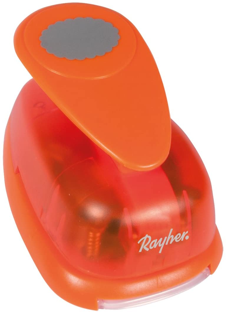 Rayher Paper Craft Punch, Scalloped Oval Lever Punch for Card Making Scrapbooking and Papercraft, 7.5cm, (3''), 8974500