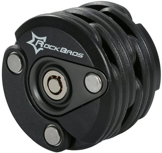 ROCKBROS Cube Bike Lock Heavy Duty Anti-theft Bicycle Chain Lock Folding with Mounting Bracket Multi-function Alloy Hamburger Lock