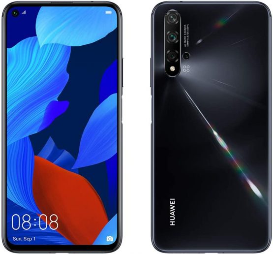 Huawei Nova 5T 128GB 6.26” LCD Display Smartphone with 48 MP Camera, 6GB RAM, SIM-Free Android 9.0, EMUI 9.1, Single Sim, (Black) UK Version