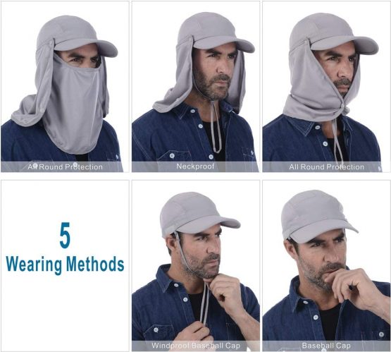 GADIEMKENSD Detachable Multipurpose Sun Hat 360° UPF 50+ Sun Protection (Including Mesh Fabric) Totally Closed Design - Image 4