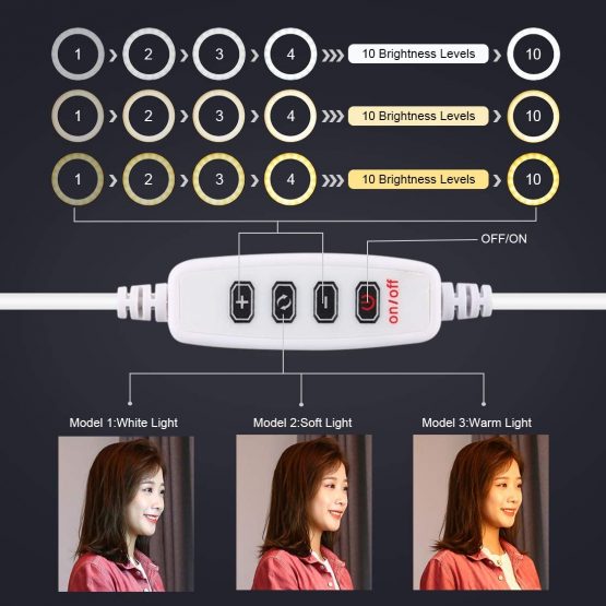 PULUZ 10.2 inch Selfie LED Ring Light Video Lights with Cold Shoe Tripod Ball Head & Phone Clamp for make-up and YouTube Video vlogging equipment - Image 3