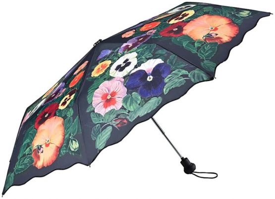 VON LILIENFELD® Folding Pocket Umbrella Automatic Lightweight auto open Telescopic Motif Flowers Women Pansies