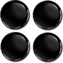 SkinoEu® 4 x 70mm DOMED 3D WHEEL RIMS CENTER STICKERS FOR CENTRE HUB TRIM CAPS BLACK GLOSS AUTO MOTO CAR LOGO BADGE A 770