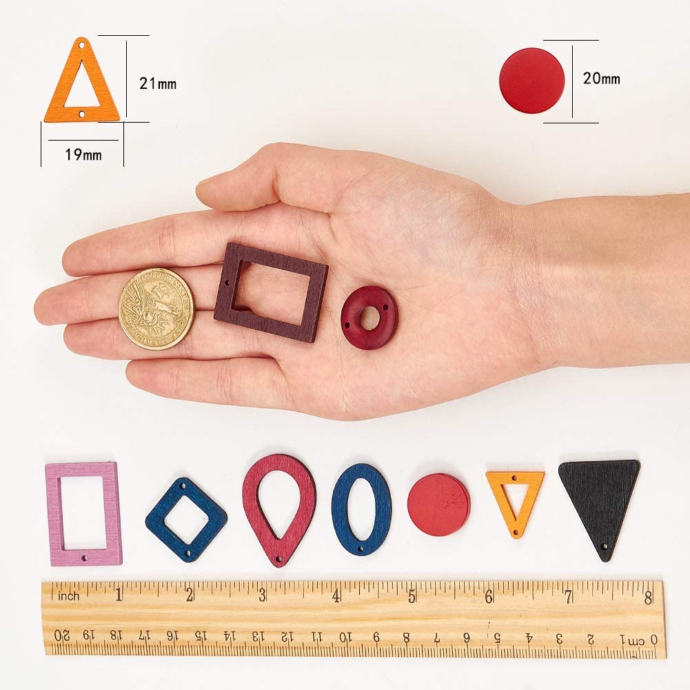 SUNNYCLUE 90Pcs 18 Style Wood Pendants Charms Links Connector with Hole for Jewelry Making Mixed Color Earring Dangle Drops Necklace Bracelet for Jewelry Findings Supplies Accessories - Image 3