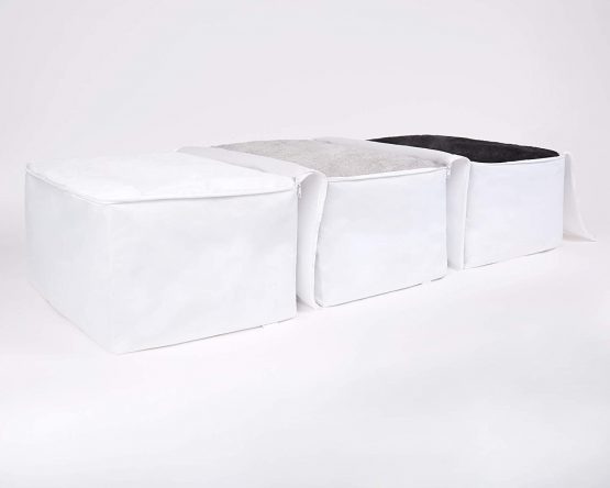 Large Storage Bags Set of 3 White Laundry Bags UK Company Underbed Storage Bags Clothes Laundry Bags with Zips Foldable Home Organiser Clothes Storage Bags for Bedding - Image 4