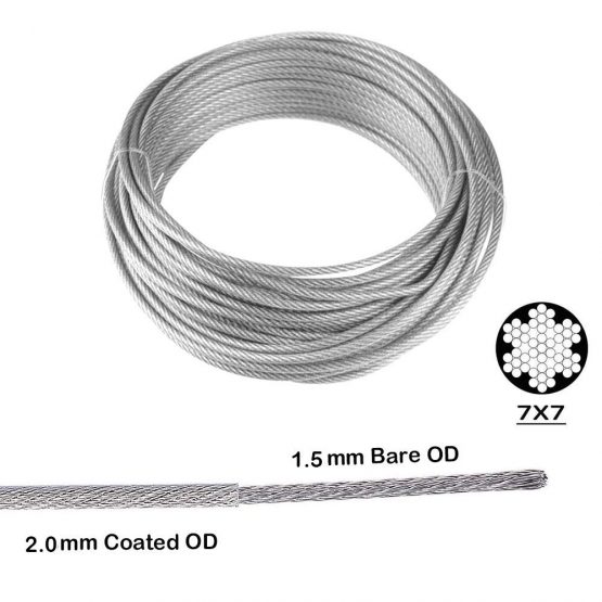 TooTaci Garden Wire For Climbing Plants/Picture Wire/Wire Fence Roll Kit Include 15m/50ft PVC Coated Heavy Duty 304 Stainless Steel Wire Cable Rope, Turnbuckle Wire Tensioner,Lag Screw Eye Screw, - Image 2
