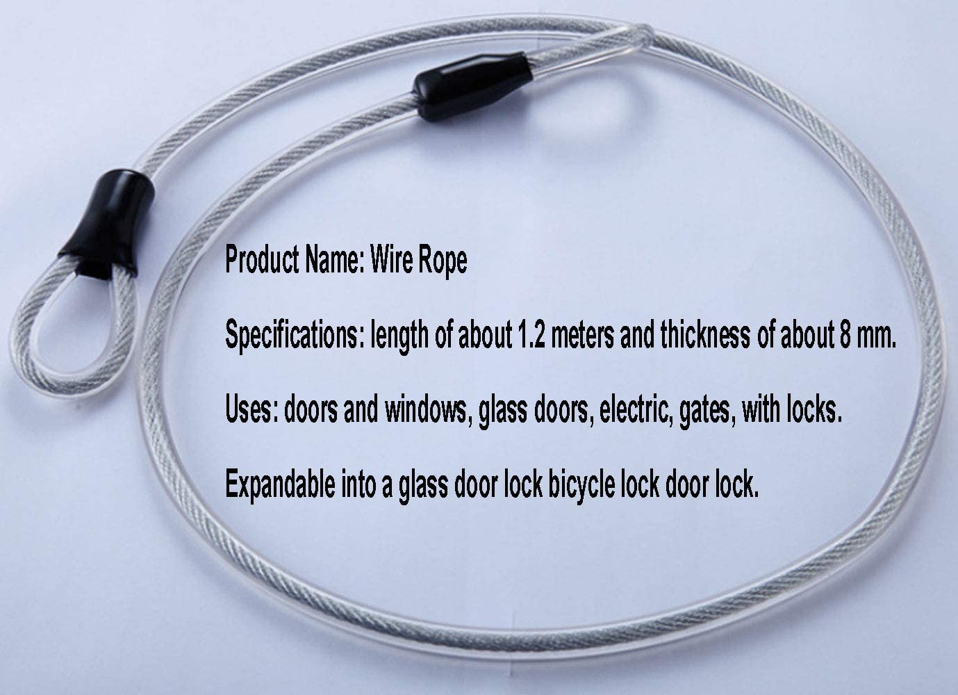 Padlock Rope Connection Stainless Steel Safety Cable, Double Loop Braided Steel Cable Flexible ...