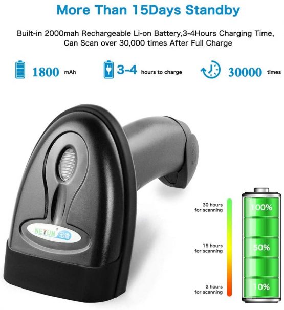 NT-1228BL Bluetooth QR 2D Barcode Scanner Handheld USB Wireless 1D 2D bar Codes Imager for Mobile Payment Computer Screen Scan Support iOS & Android - Image 3