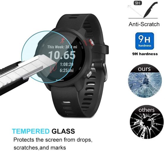 Maxhood for Garmin Forerunner 245 Screen Protector, Tempered Glass for Garmin Forerunner 245 Music SmartWatch, 0.3mm 9H Hardness Scratch Resistant Screen Protector for Garmin Forerunner 245 Music - Image 2