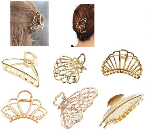 6 Pieces Metal Hair Claw Clips, Hollow Jaw Barrettes Non-slip Hair Jaw Clamp Clips,Hair Barrette for Fixing Hair, for Women Girls Clip Hair Accessories Gift
