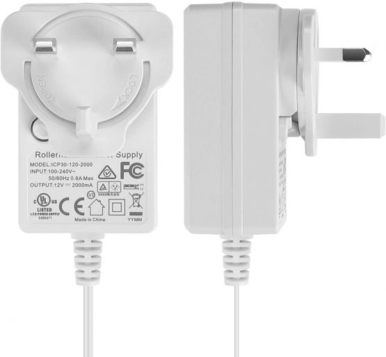 Rollerhouse 12V DC 2-Amp Plug-in Transformer DC Wall Adapter/Power Supply Adapter w/5 Ft Cable, AC 100-240V to DC 12V Transformers White - Image 4