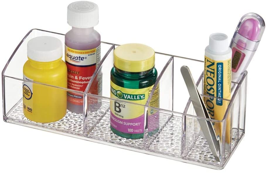 iDesign 42730ES Med+ Medicine Box, Plastic Bathroom Storage Container for Medical Supplies with Six Compartments Clear, 9" x 3" x 2" - Image 4