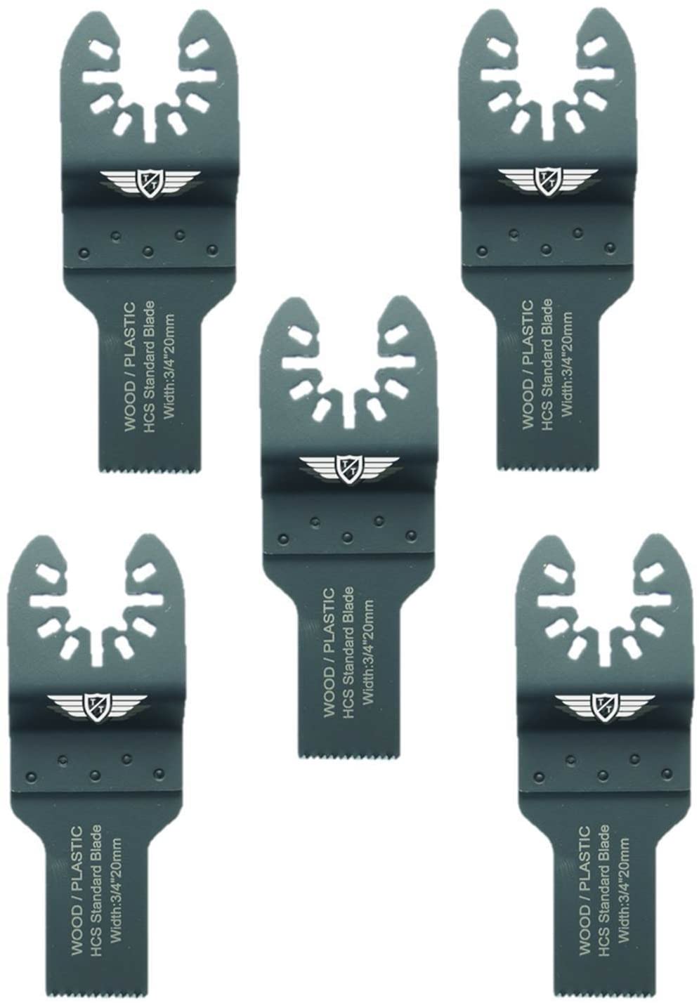 5 x 20mm TopsTools FA20F_5 Fast Fit Wood Cutting Blades Compatible with Dewalt Stanley Black and Decker Bosch Fein (Non-StarLock) Makita Milwaukee Parkside Ryobi Worx (Fast Change) Multi Tool