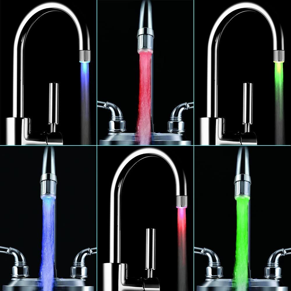 3-Color Temperature Sensitive Gradient LED Light Kitchen Bathroom Faucet Water Shower Head Kids wash Hands More LED Faucet Aerator Replacement for Kitchen Bathroom - Image 2